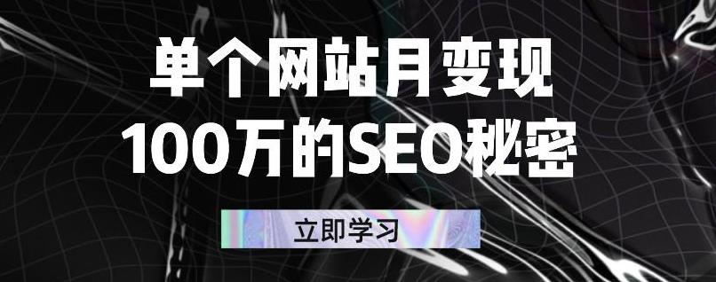 单个网站月变现100万的SEO秘密，百分百做出赚钱站点-知者网