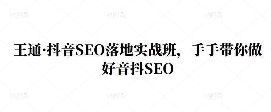 王通·抖音SEO落地实战班，手‬手带你做好音抖‬‬SEO-知者网