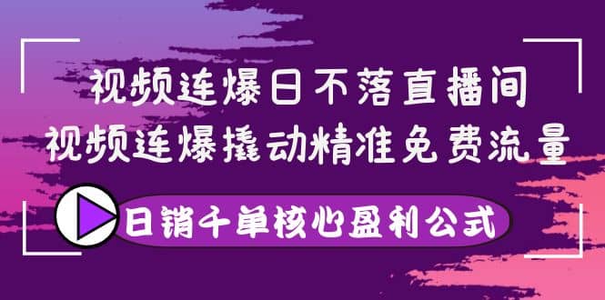 视频连爆日不落直播间，视频连爆撬动精准免费流量，日销千单核心盈利公式-知者网