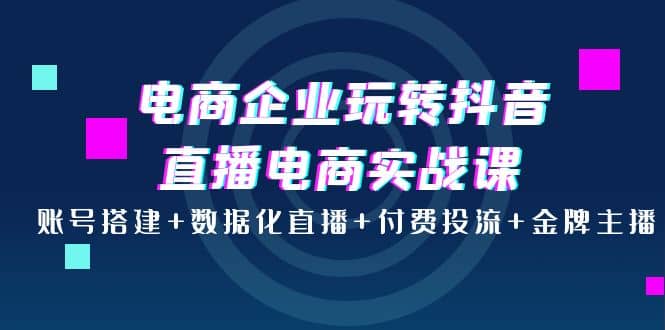 电商企业玩转抖音直播电商实战课：账号搭建 数据化直播 付费投流 金牌主播-知者网