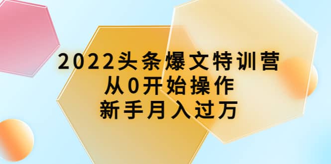 2022头条爆文特训营：从0开始操作，新手月入过万（16节课时）-知者网