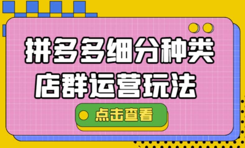 拼多多细分种类店群运营玩法3.0，11月最新玩法，小白也可以操作-知者网