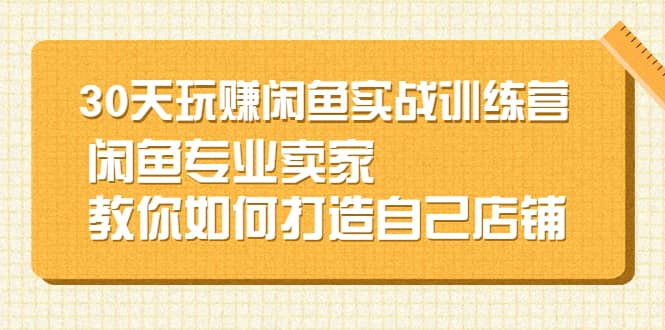 30天玩赚闲鱼实战训练营，闲鱼专业卖家教你如何打造自己店铺-知者网